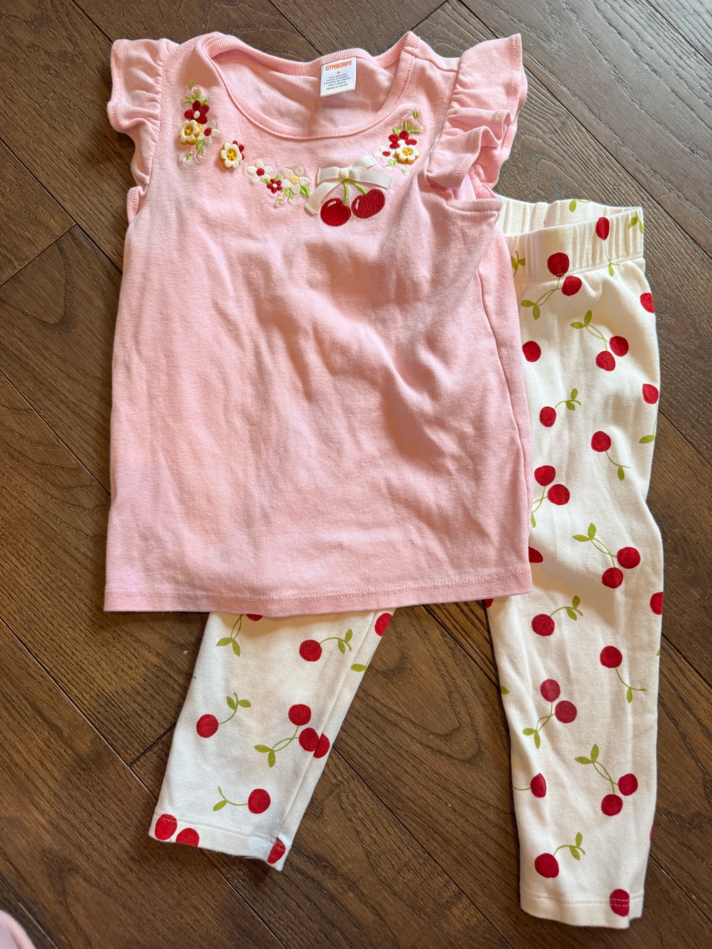 Pink Top with Cherry Print Leggings